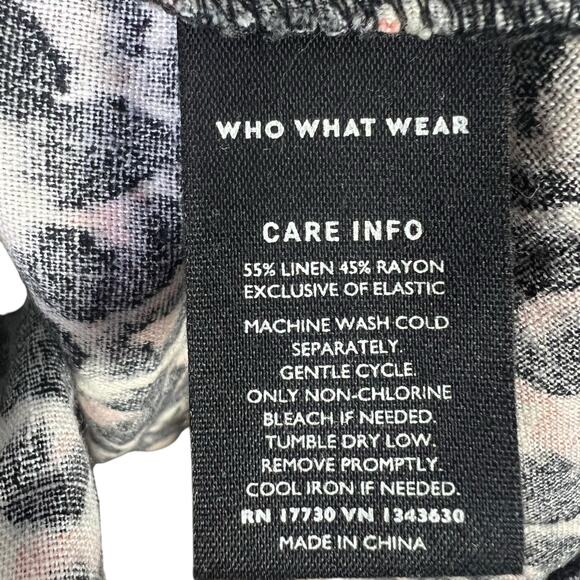 Who What Wear Leopard Smocked Puff Sleeve Midi Dress Womens L Black Animal Boho - Picture 6 of 8